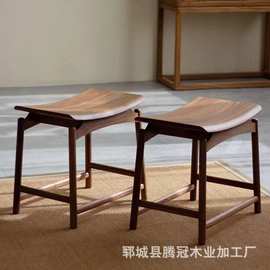 中式实木方凳客厅换鞋凳榆木元宝原木马鞍板凳卧室凳子凳家用矮凳