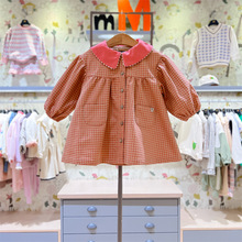 原D阿路小雨伞秋冬女童红领格子连衣裙双层A字裙ZL10253一件代发