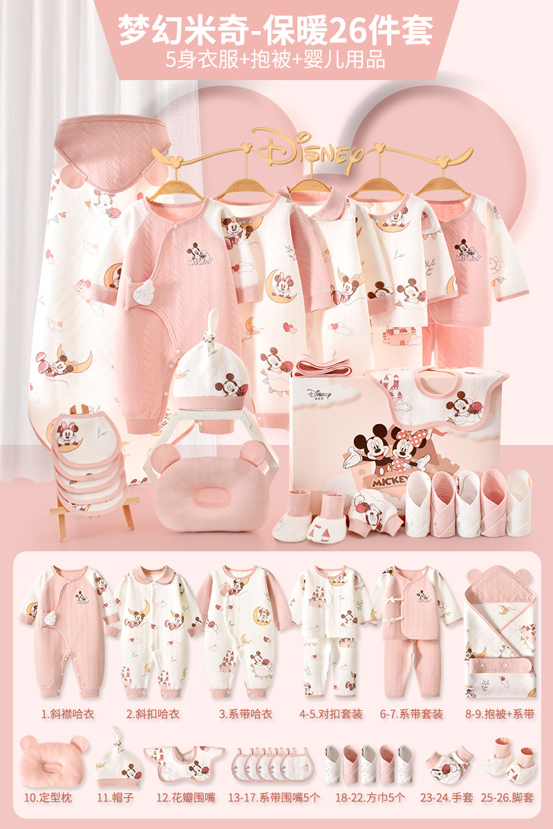 ディズニー ベビーギフトボックス 新生児服 純綿セット 新生児 女の子 満月祝いギフト 高級