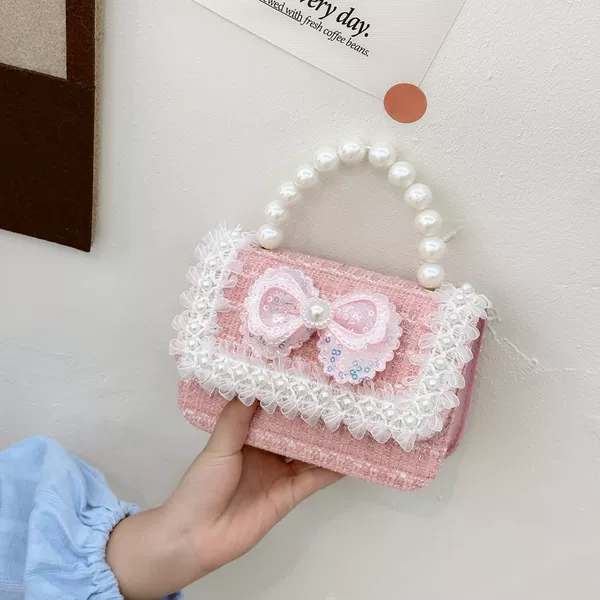 New Korean Style Bow Children's Bag Internet Celebrity Princess Cross-Body Handbag Small Fragrance Fashion Pearl Coin Purse