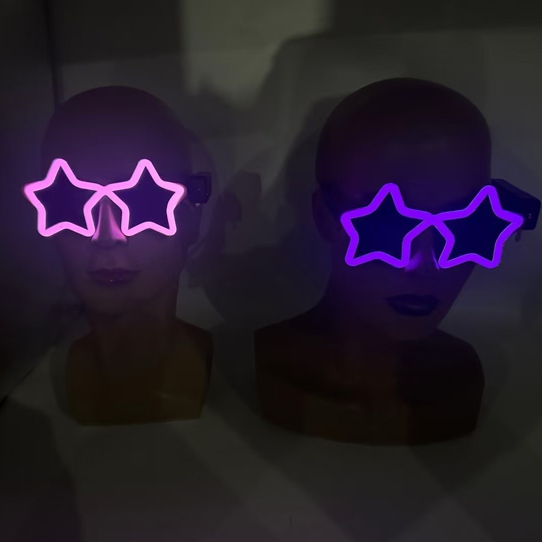 Led gafas luminosas estrellas de fiesta bar bungee festival de música props de animación pentagonal rescate cool