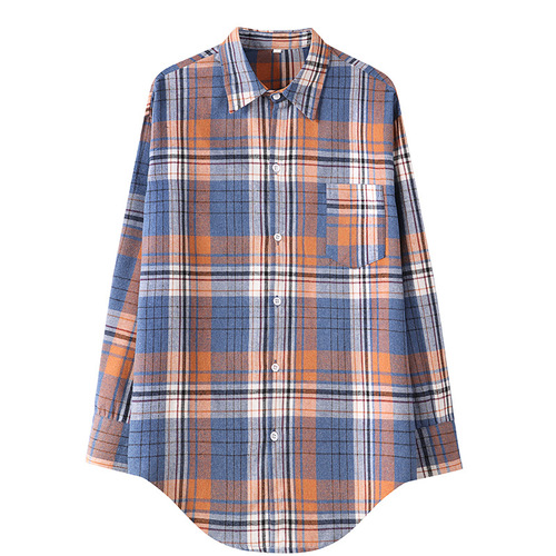 Women's Plaid Shirt Casual Fashion Versatile Open Cardigan Loose Fitting Tunic Coat Agent Trendy temperament