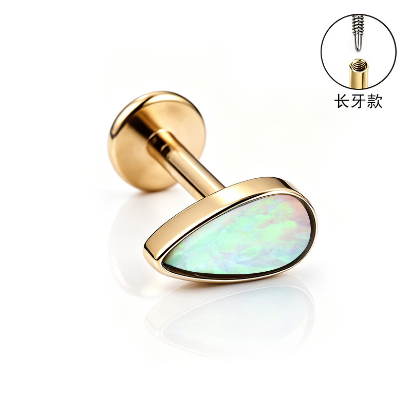 F136 Titanium Alloy Ear Studs, Carved Bone Studs, Long Tooth Style with Zirconia, Lip Studs, G23 Titanium Body Piercing Jewelry detail image 25