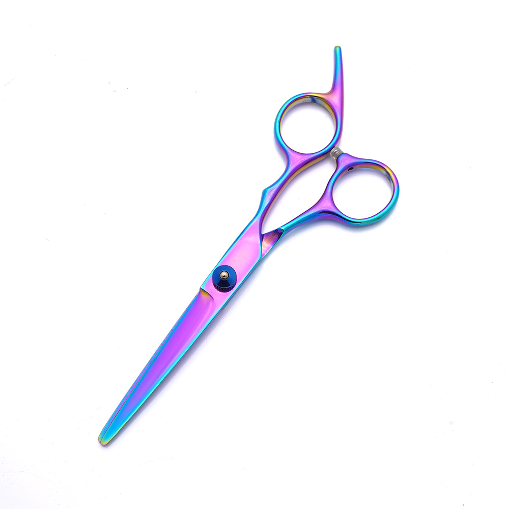 Tijeras de acero inoxidable para mascotas al por mayor de fábrica, tijeras curvas de color de 7 pulgadas, tijeras finas, juego de tijeras de reparación para mascotas