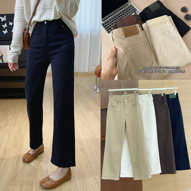 2026 Winter Fleece-Lined Thickened High-Waisted Stretch Slimming Women's Cigarette Pants Narrow Straight-Leg Jeans 2026 Winter Fleece-Lined Thickened High-Waisted Stretch Slimming Women's Cigarette Pants Narrow Straight-Leg Jeans