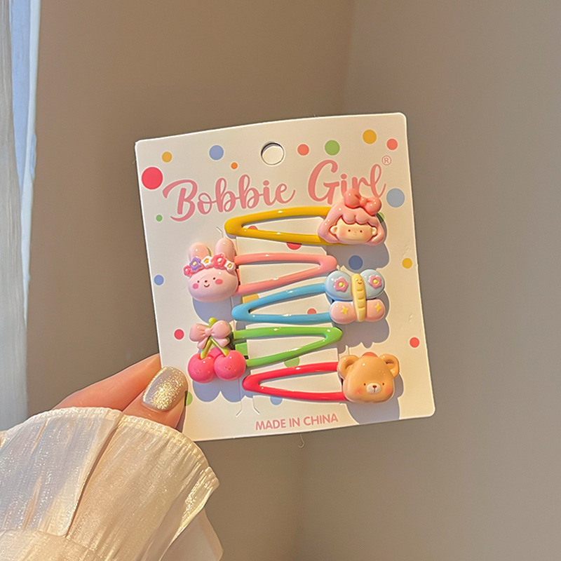 F8714-7# little girl butterfly hair clip 5-piece set