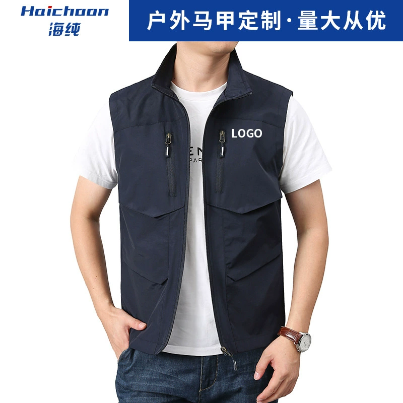 Новый жилет для одежды с печатью логотипа, комбинезон с несколькими карманами, мужской отец, жилет для рыбалки на открытом воздухе