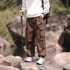 レトロメンズスポーツパンツ、ゆったりストレートワイドレッグカーゴパンツ、タクティカルスタイルアウトドア登山パンツ、男女兼用カジュアルロングパンツ