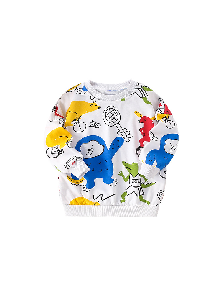 Mawlee chaqueta de otoño nuevo estilo europeo y americano impresión de camiseta de cuello redondo para niños Casual chaqueta de manga larga