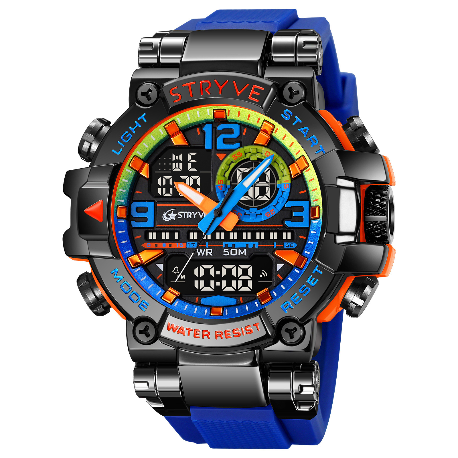 STRYVE reloj deportivo para hombre de moda luminoso reloj electrónico impermeable reloj multifuncional estudiante transfronterizo 8025