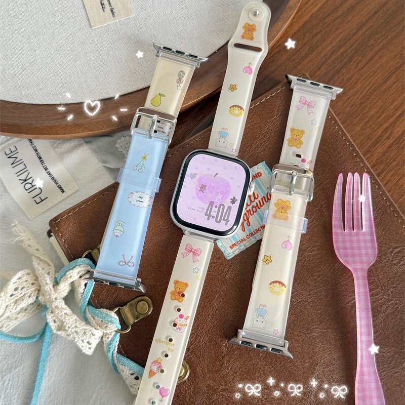 Ice Cream Nice Bear TPU strap is suitable for Apple 10 watch, S11 iWatch 9th generation, Apple Watch 8SE