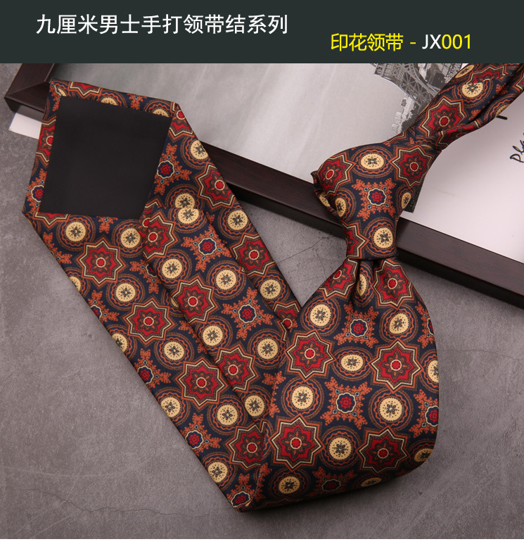 メンズ9センチプリントデザイン感レトロ花柄カジュアル正装结婚ワイド版香港风ネクタイ