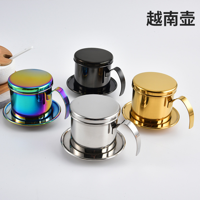 Factory Direct Sale Vietnamese Coffee Pot Dripper Coffee Filter Stainless Steel Coffee Cup Filter Cup Hand Brewing Tool