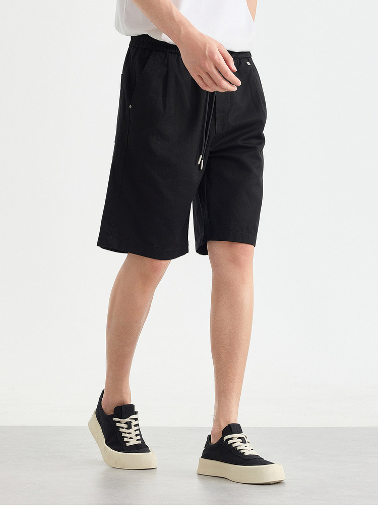 Quần short nam ống đứng dáng thẳng chất liệu cotton pha Lycra phong cách công sở — đen chi tiết 28