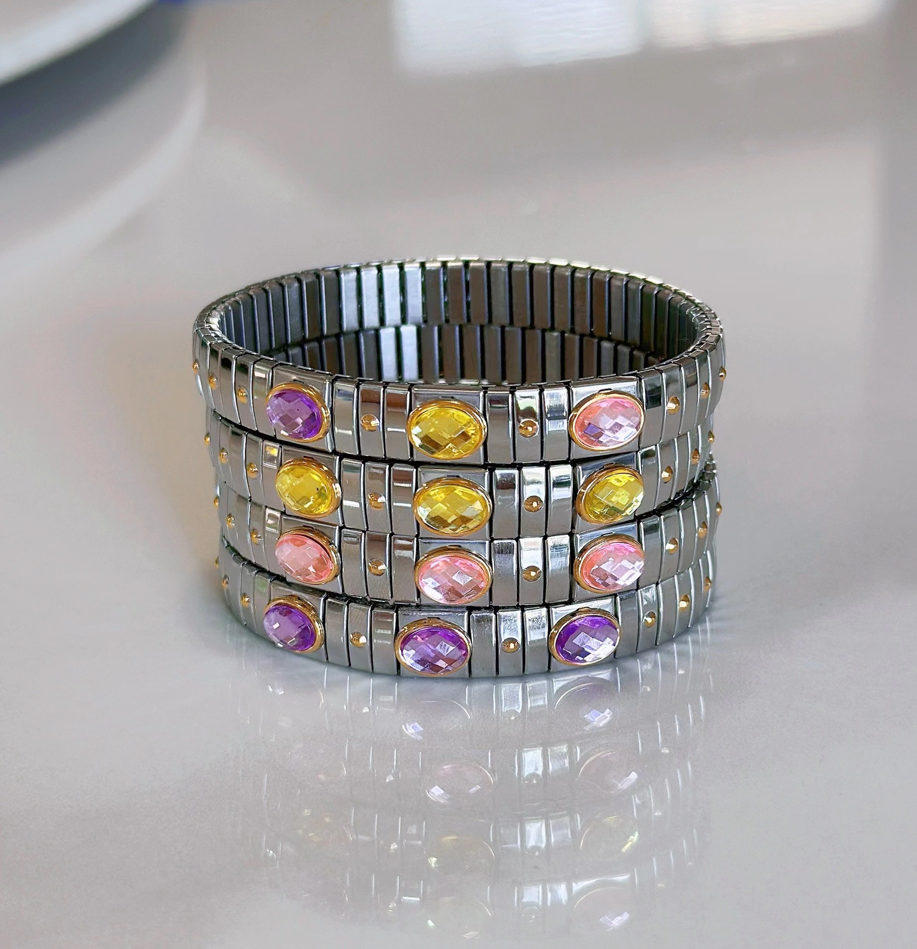 316 Stainless Steel Material Geometric Pattern Women's Gender 316 Stainless Steel  Diamond Geometric Simple Style Bangle For Women's