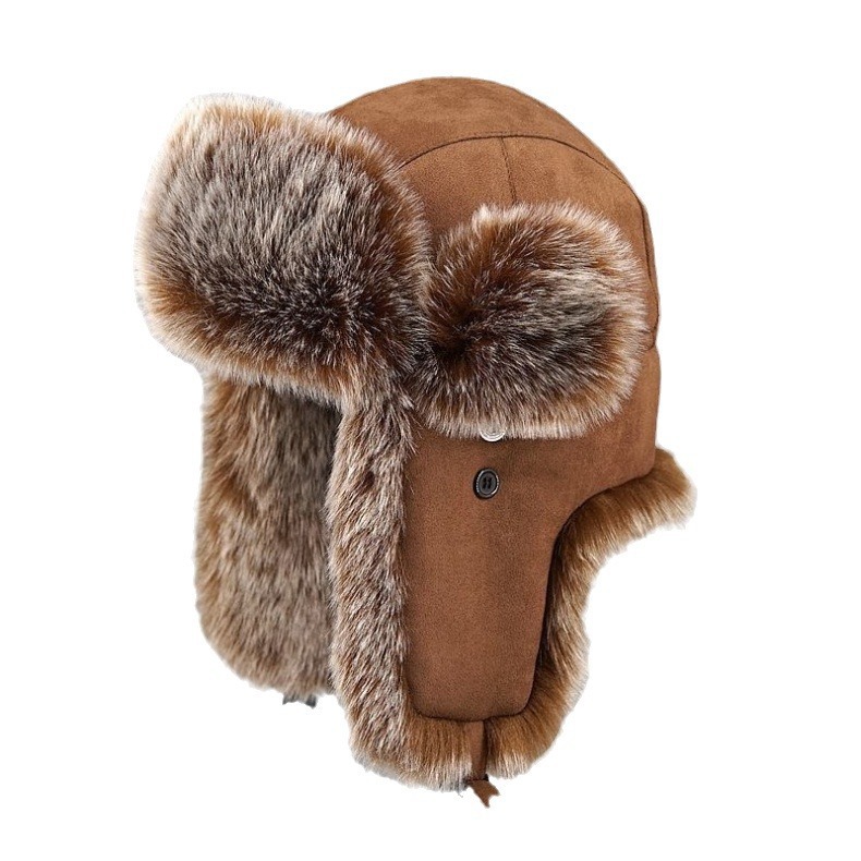 Lei Feng Bonnet d'hiver épais en poils de renard pour homme - Protection contre le froid et le nord-est - Chaud et coupe-vent_voghion.com