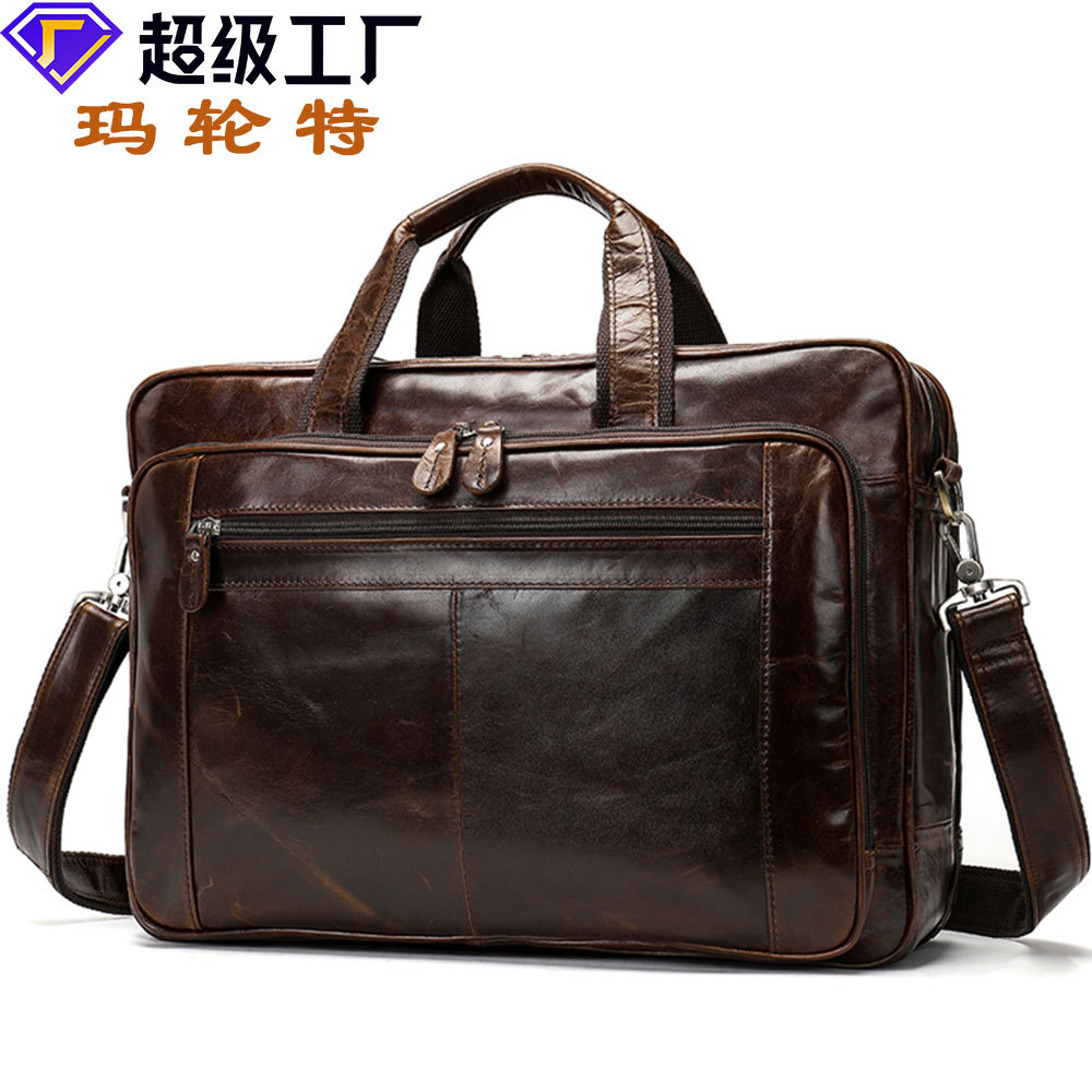 Men's Handbag Genuine Leather Fashion Business 17-inch Laptop Hand Carry Briefcase for Men Business Trip Large Capacity Travel Bag