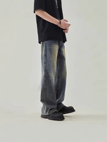 Vintage American High Street Cleanfit Men's Wide Leg Loose Straight Leg Tapered Pants Spring and Autumn New Arrival