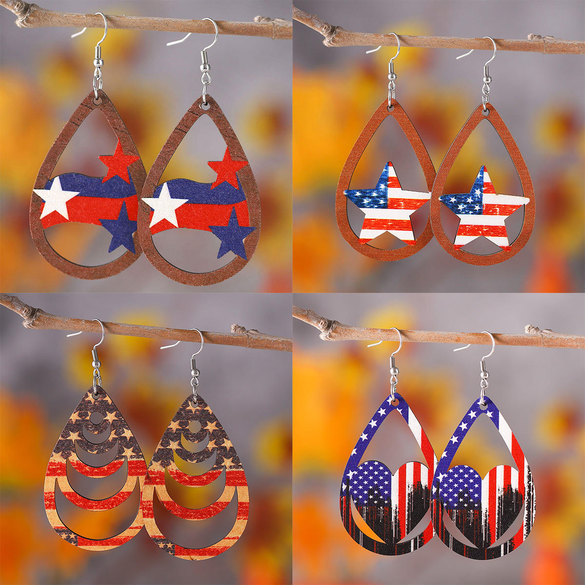 Wooden pendant drop-shaped