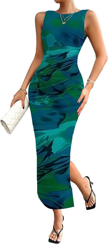 貿易婦人服越境 Temu 独立ステーション Shein Amazon 2025 春夏気質スリムノースリーブドレス|undefined