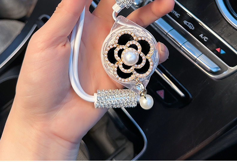 Car Charger Fast Charging Cigarette Lighter Light Luxury Car One to Three Multi-Function Telescopic Three-In-One Mobile Phone Data Cable