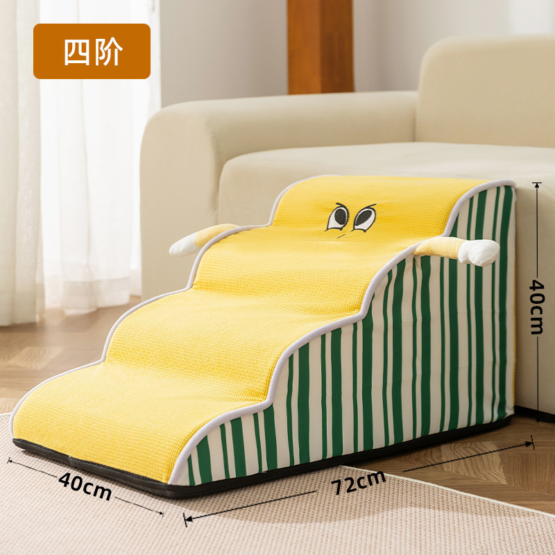Otoño y invierno nuevo estilo de dibujos animados escaleras de mascotas escaleras de cama para perros desmontables y lavables escaleras para perros mayores estables