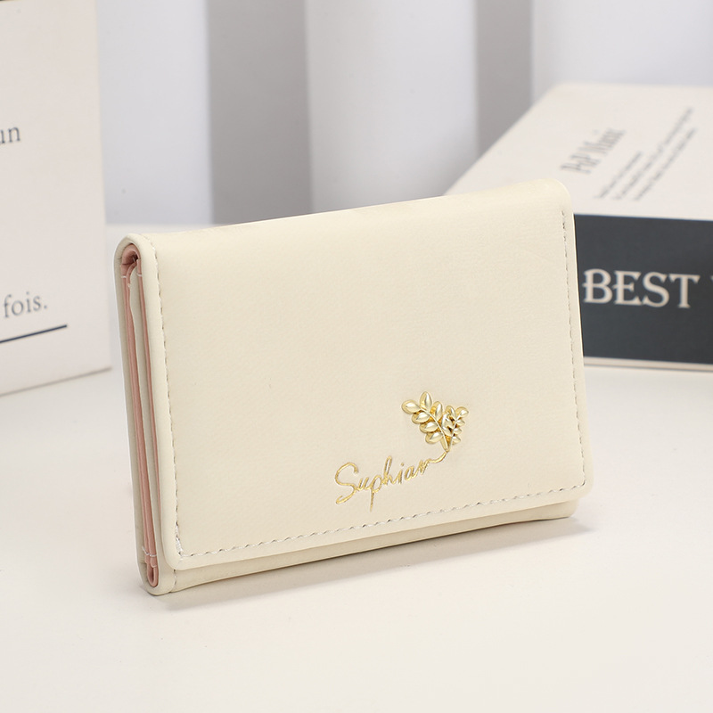 Nuevo monedero de estudiante de franela fresca pequeña de estilo nacional plegable simple, clip de dinero de sentido avanzado, billetera corta para mujer