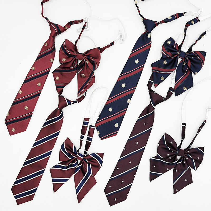 Factory wholesale student free tie matching collar flower men and women Korean style college style crown striped JK bow tie suit Factory wholesale student free tie matching collar flower men and women Korean style college style crown striped JK bow tie suit