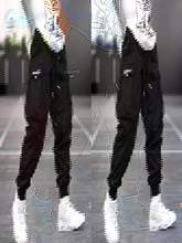 跨境欧码专供亚马逊休闲多色工装裤男宽松九分多袋裤运动束脚工装