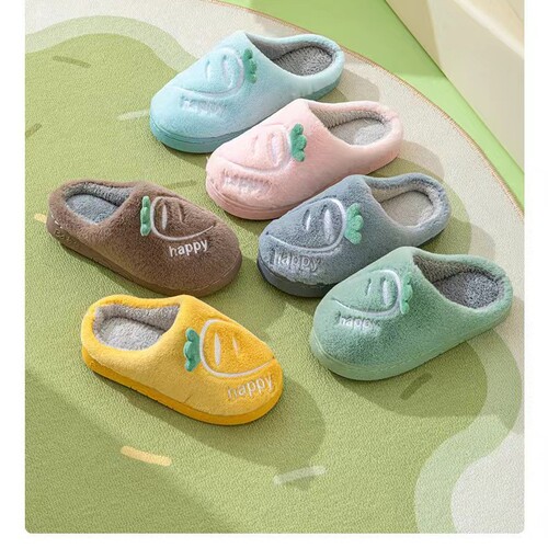 Children's Cotton Slippers New Winter Warmth for Boys and Girls Baby Cartoon Indoor Wear Anti-Slip Plush Slippers