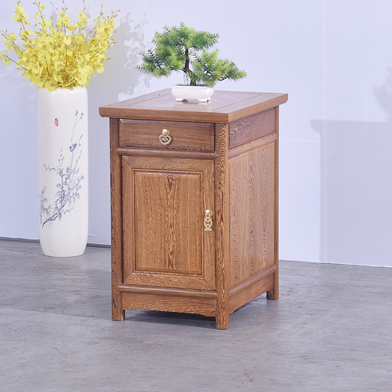 Furniture Chicken Wing Wood Bedside Table All Solid Wood Bedroom Side Cabinet Chinese Style Storage Cabinet Storage Small Simple Log