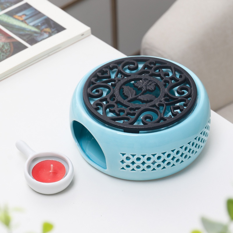 Té estufa vela restaurante Hotel hogar base de cerámica chino hueco aislamiento calefacción vidrio fruta flor tetera