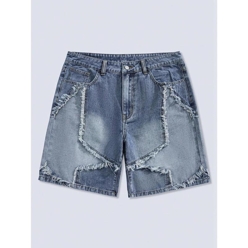 G 99650 Star Patch Denim Shorts Patchwork Denim Shorts