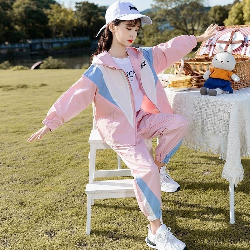 Комплект для девочек 2024 новая весна и осень мода спортивная одежда 8-12 лет