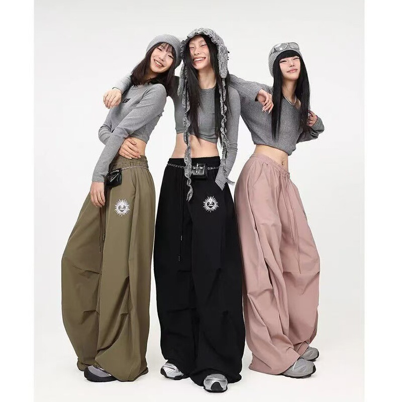 2505 # Street Dance Trendy Brand "Three Pleated Big Banana" Hip-Hop Breathable Pants Kpop Sexy American Paratrooper Sweatpants