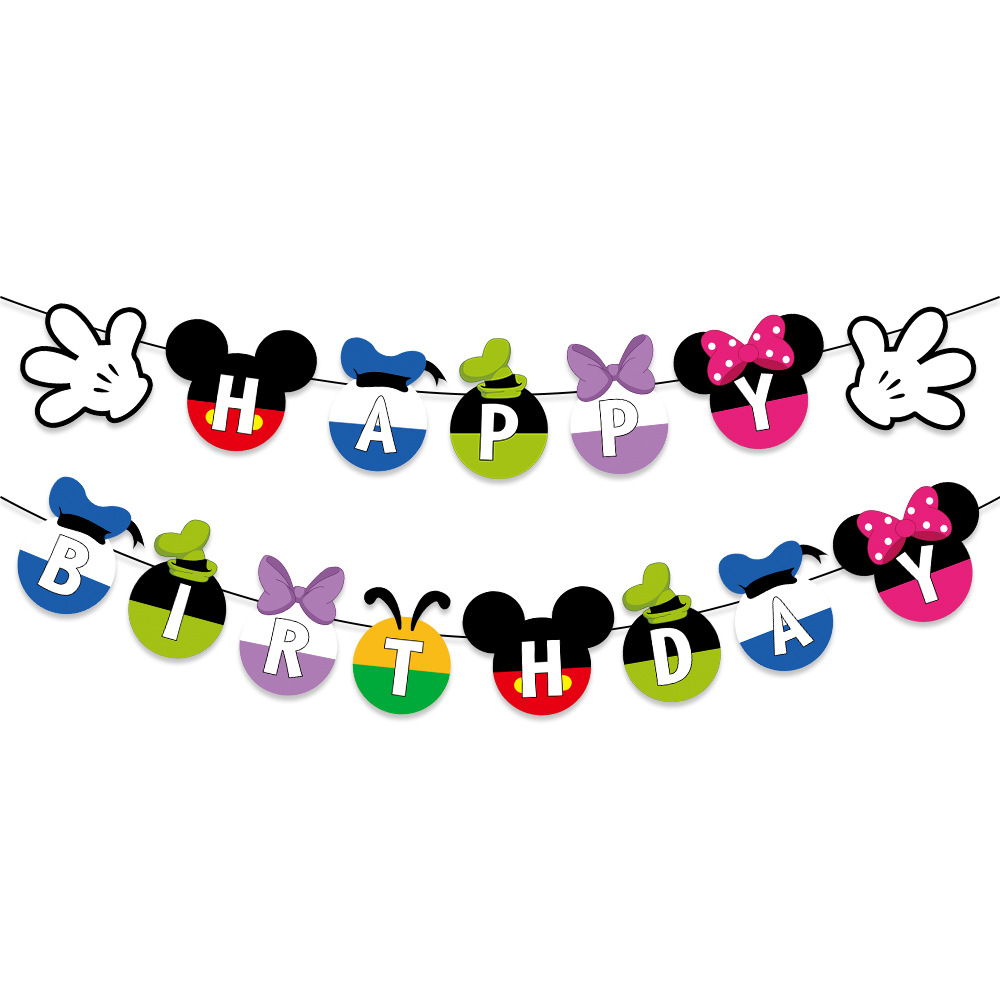 Nuevo ratón de dibujos animados tema fiesta de cumpleaños decoración Feliz cumpleaños bandera pastel tarjeta plug-in