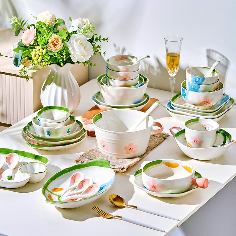 Monet's Garden Ceramic Plates Underglaze Color Tableware Japanese Style New Deep Dish Plates Bowls High Aesthetic Value