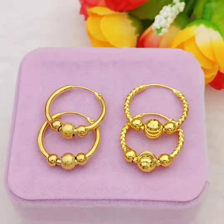 Brass gold-plated baby's breath Star Transfer bead earrings imitation gold wedding jewelry stall supply ladies earrings wholesale