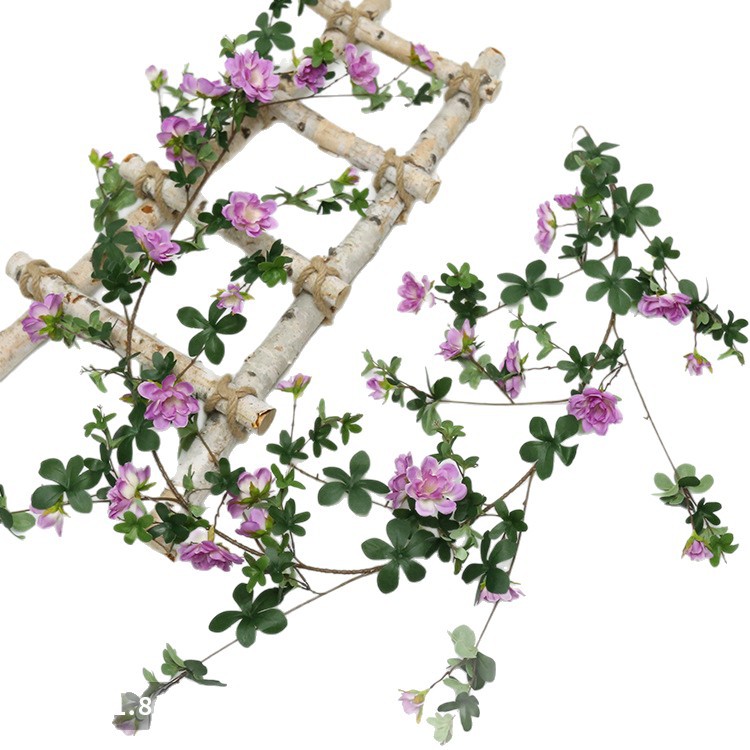 Enredadera de rosas artificiales con 45 cabezas - Decoraciones florales artificiales para bodas, enredaderas de flores de seda y vegetación sintética