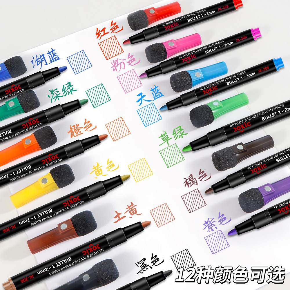 Marcadores para pizarra blanca con borrador, a base de agua, ecológicos para niños, bolígrafo de colores para dibujar y escribir, fácil de borrar, marcador de punta grande, artículo popular transfronterizo