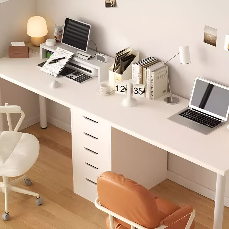 Simple and Stylish White Desk, Minimalist Style, Internet Celebrity Style, Computer Desk, Study Desk, Home Use, Student Double Desk