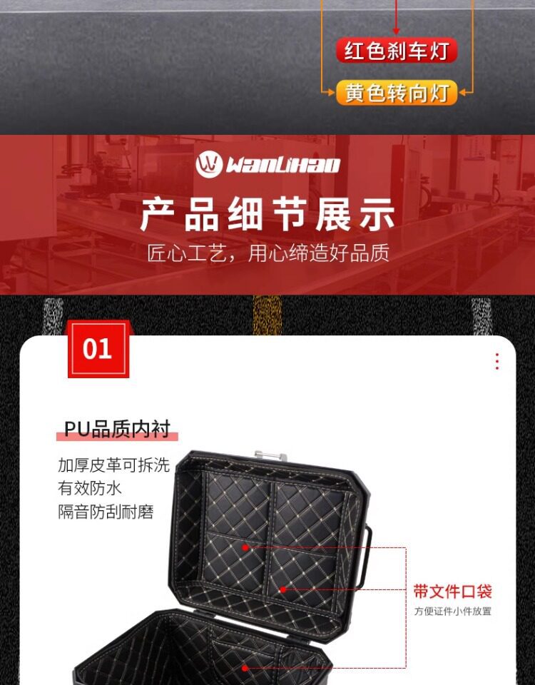 Wanlihao E511 electric vehicle rear trunk, universal non-aluminum alloy motorcycle trunk, large-capacity storage for electric bikes
