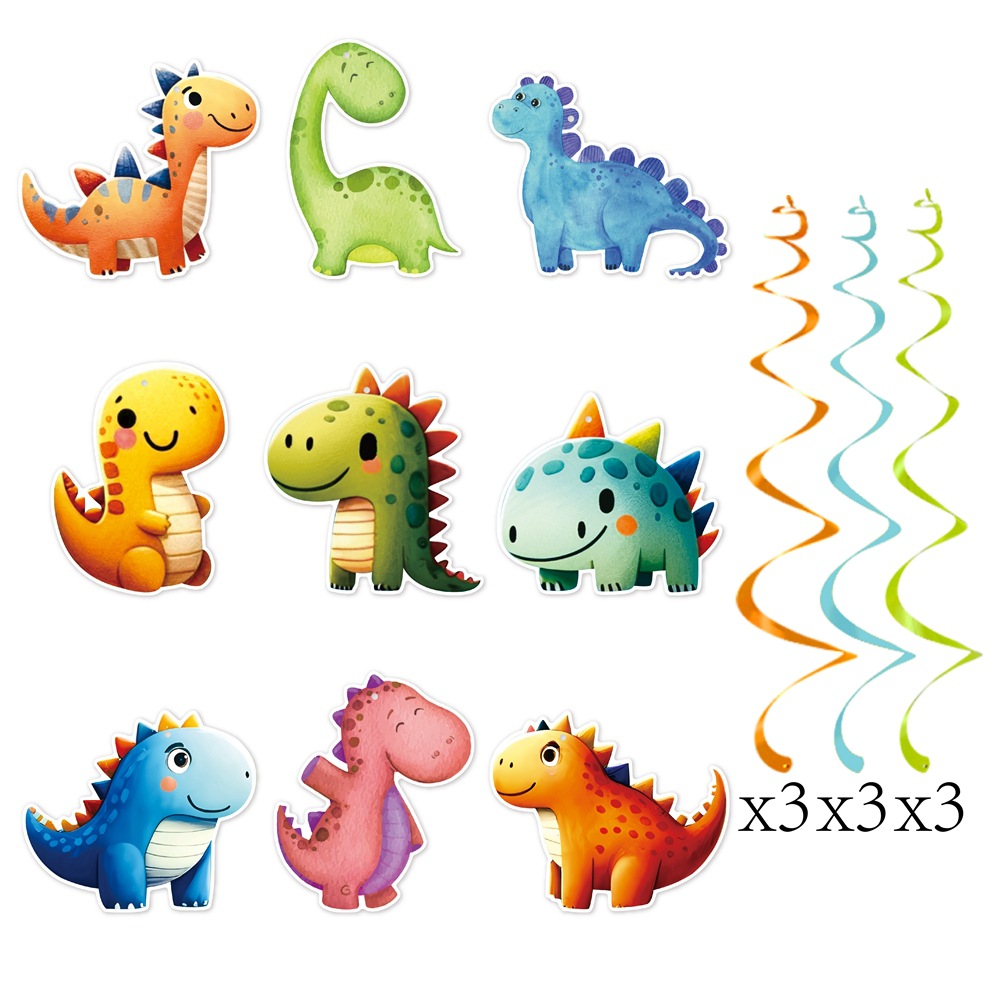 Nuevo dinosaurio tema de fiesta decoración pancarta dinosaurio decoración de cumpleaños bandera de tracción espiral diseño de decoración de cumpleaños