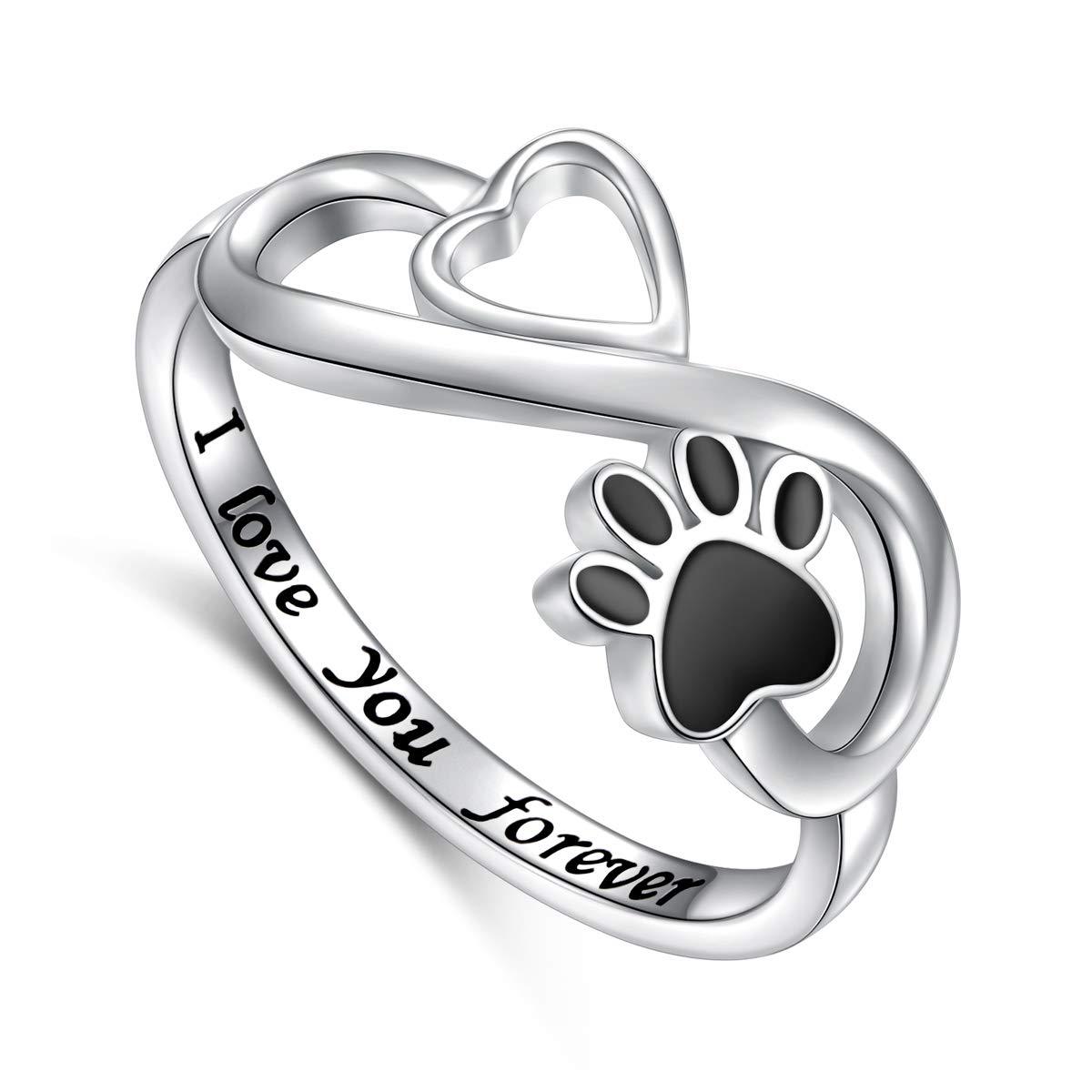 Temu Amazon Cross-border explosiva 925 plata de ley anillo infinito mujer amor popular europeo y americano cachorro garra de gato anillo