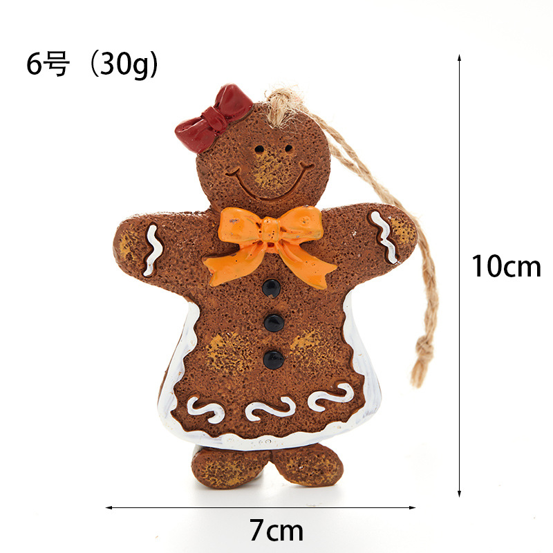 Resina de madera de jengibre hombre pequeño colgante de Navidad árbol de Navidad decoración colgante simulación pequeña galleta hombre colgante