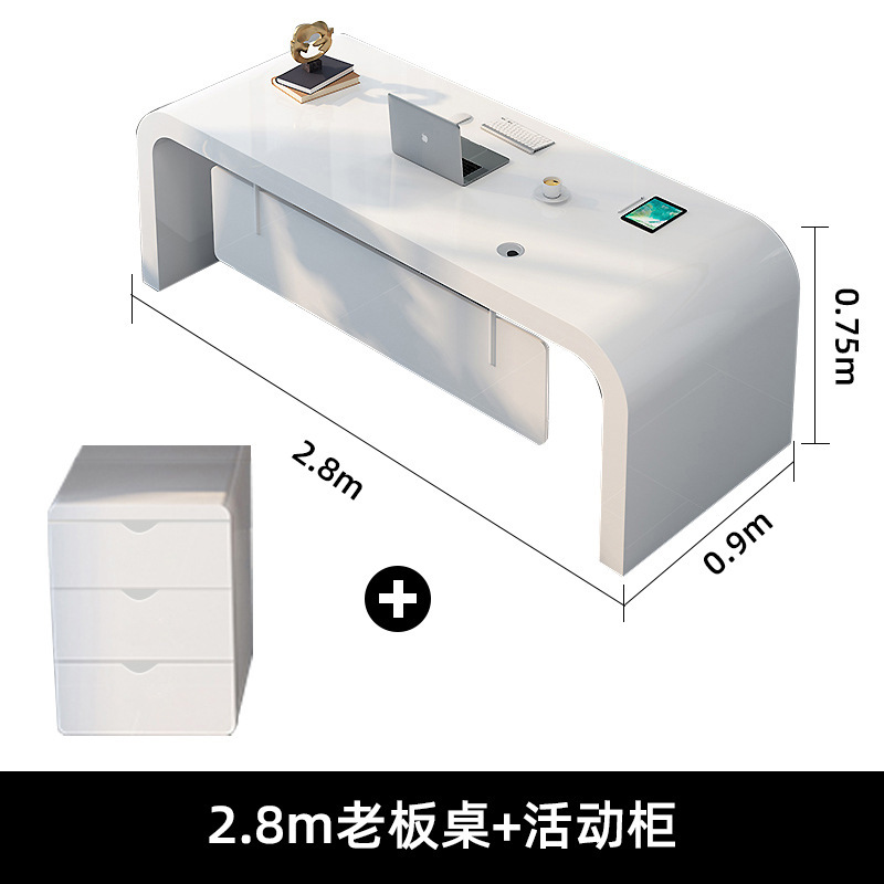 上司のテーブルはシンプルで現代的な塗装の大班台ファッションマネージャーの机の家庭用コンピュータのテーブルと椅子の組み合わせです。|undefined