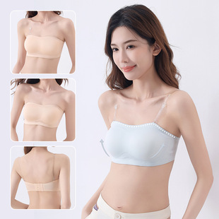 Seamless Strapless Invisible Bandeau Bra for Women, Anti-Slip, Push-Up, Small Chest, Summer, Beautiful Back, Wrap Bra, No Slipping