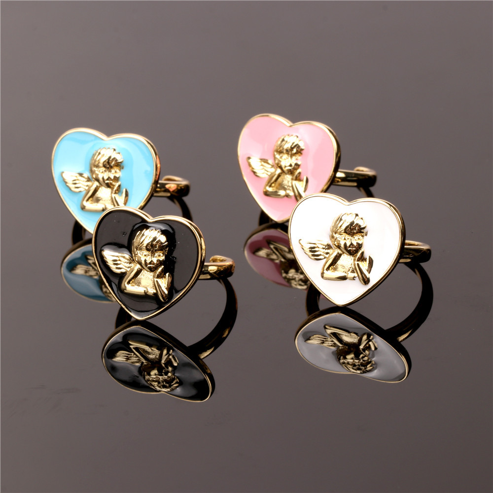 Nihaojewelry Wholesale Jewelry New Oil Drop Heart Angel Pattern Copper Ring display picture 15