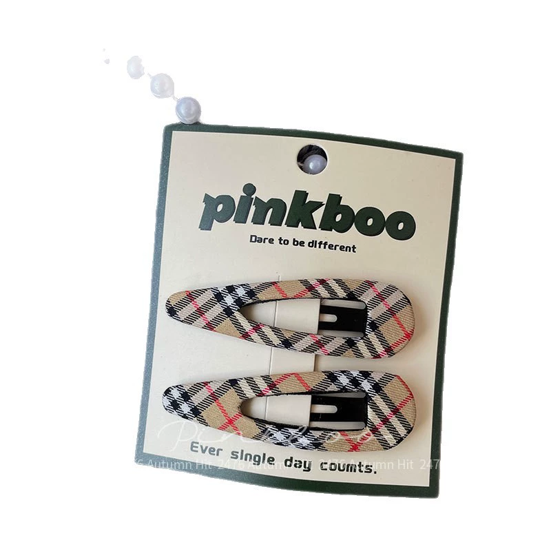 Детская заколка (pinkboo) клетчатая корейская hairgrip, аксессуар для чёлки на осень