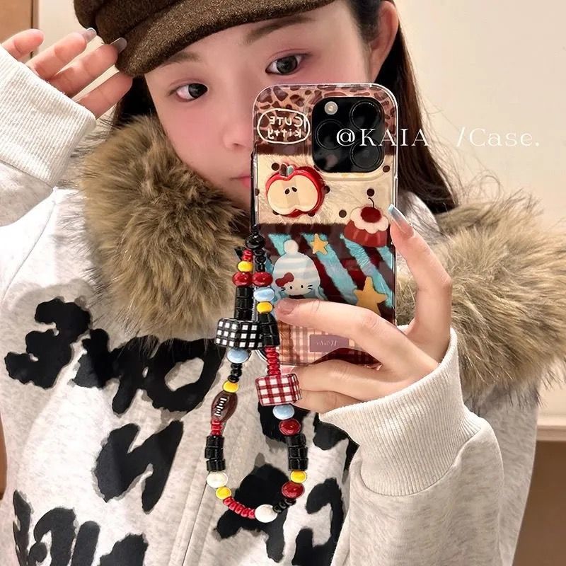 豹纹波点猫链条适用苹果16手机壳14/15/13/12